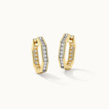 Octa Small Diamond Hoops, 14K Solid Gold, 1/2 ct Lab Grown Diamond-3