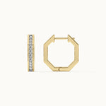 Octa Small Diamond Hoops, 14K Solid Gold, 1/2 ct Lab Grown Diamond-5