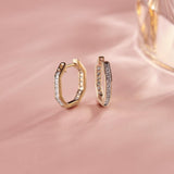 Octa Small Diamond Hoops, 14K Solid Gold, 1/2 ct Lab Grown Diamond-4