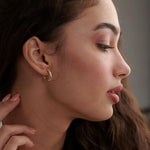 Octa Small Diamond Hoops, 14K Solid Gold, 1/2 ct Lab Grown Diamond-2