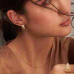 White Cera Small Hoops, 14K Gold Vermeil-2
