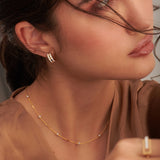 White Cera Small Hoops, 14K Gold Vermeil-2