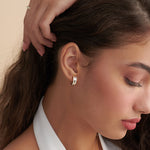 White Cera Small Hoops, 14K Gold Vermeil-5