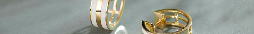 White Cera Small Hoops, 14K Gold Vermeil-1