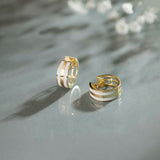 White Cera Small Hoops, 14K Gold Vermeil-1