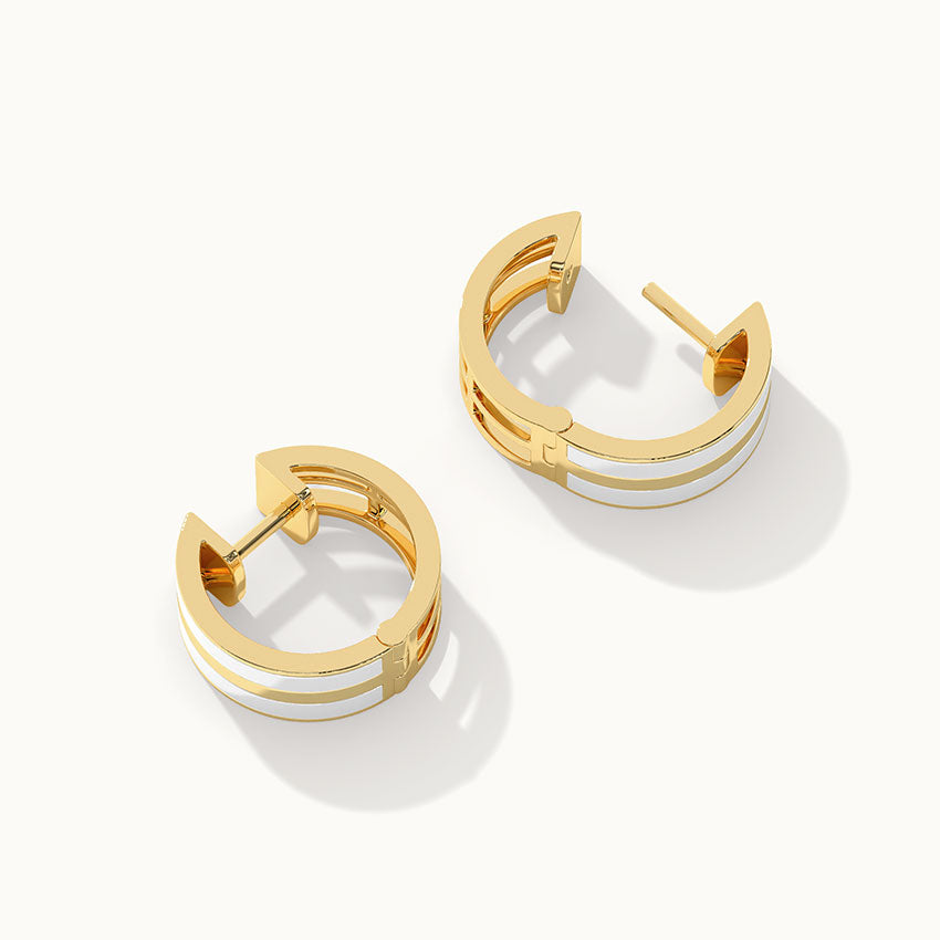 White Cera Small Hoops