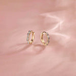 Floral Small Hoops, 14K Solid Gold, 1/6 ct Lab Grown Diamond-1