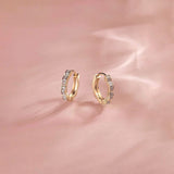 Floral Small Hoops, 14K Solid Gold, 1/6 ct Lab Grown Diamond-1