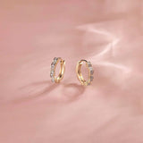 Floral Small Hoops, 14K Gold Vermeil, 1/6 ct Lab Grown Diamond-1