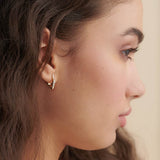 Pinched Small Hoops, 14K Gold Vermeil, 1/4 ct Lab Grown Diamond-2