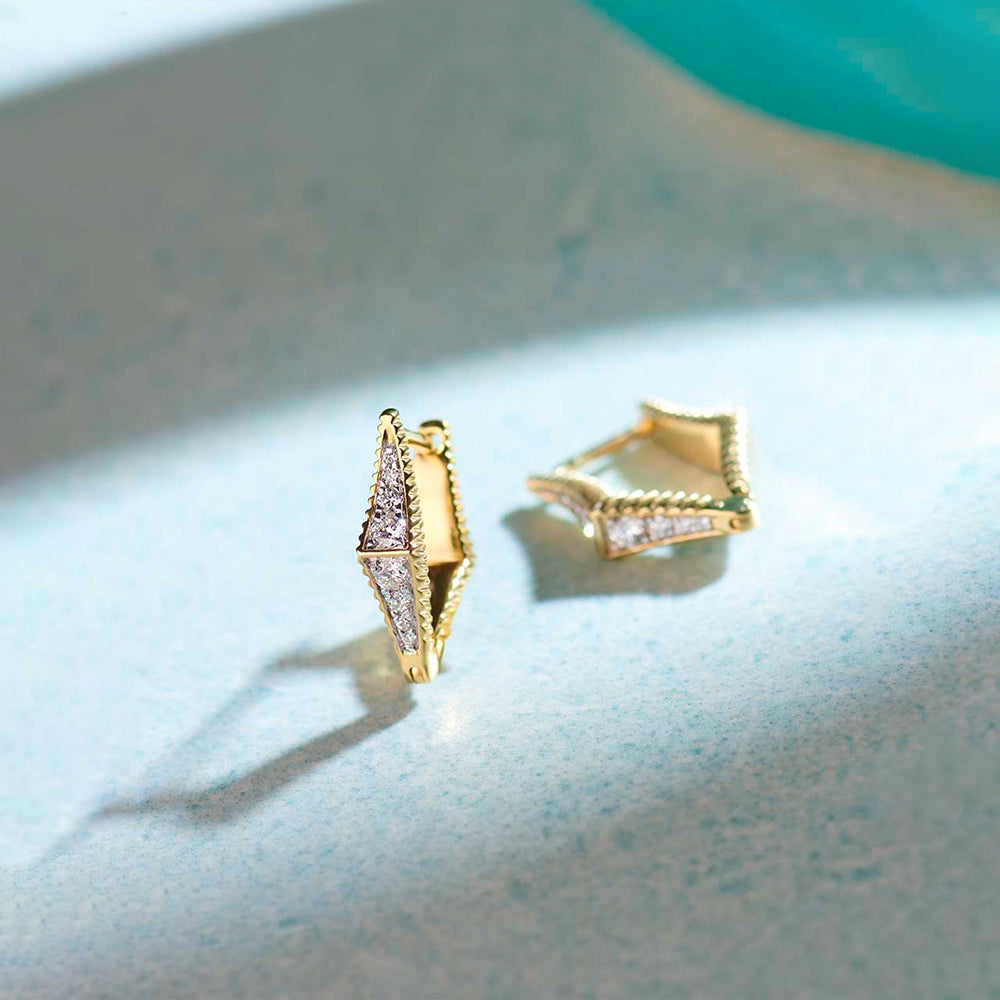 Pinched Small Hoops, 14K Gold Vermeil, 1/4 ct Lab Grown Diamond-1
