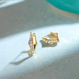 Pinched Small Hoops, 14K Gold Vermeil, 1/4 ct Lab Grown Diamond-6