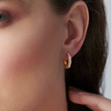 Octagon Small Diamond Hoops, 14K Solid Gold, 1/4 ct Lab Grown Diamond-5