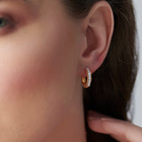 Octagon Small Diamond Hoops, 14K Gold Vermeil, 1/4 ct Lab Grown Diamond-5