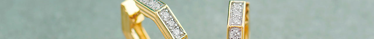 Octagon Small Diamond Hoops, 14K Solid Gold, 1/4 ct Lab Grown Diamond-1