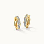 Octagon Small Diamond Hoops, 14K Solid Gold, 1/4 ct Lab Grown Diamond-3