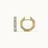 Octagon Small Diamond Hoops, 14K Solid Gold, 1/4 ct Lab Grown Diamond-7
