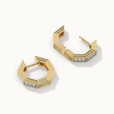Octagon Small Diamond Hoops, 14K Solid Gold, 1/4 ct Lab Grown Diamond-8