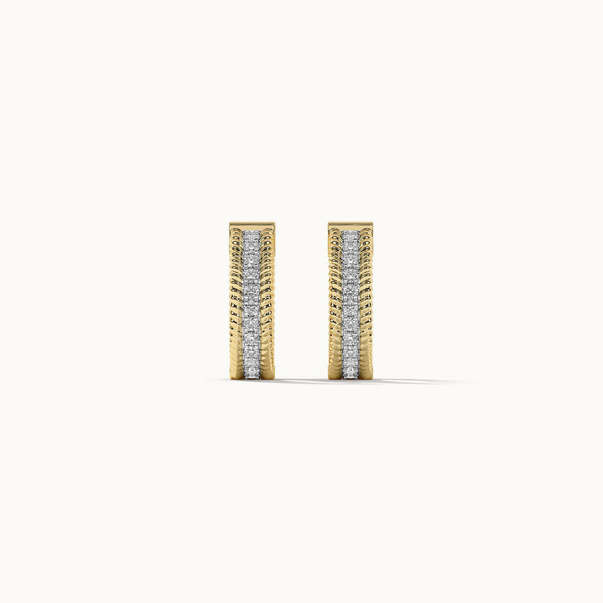 Spiral Double Row Small Hoops, 14K Solid Gold, 1/6 ct Lab Grown Diamond-6