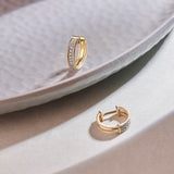 Spiral Double Row Small Hoops, 14K Solid Gold, 1/6 ct Lab Grown Diamond-5
