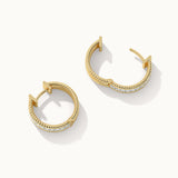 Spiral Double Row Small Hoops, 14K Solid Gold, 1/6 ct Lab Grown Diamond-7