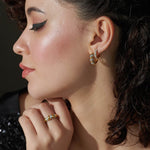 Spiral Double Row Small Hoops, 14K Solid Gold, 1/6 ct Lab Grown Diamond-2