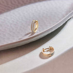 Spiral Double Row Small Hoops, 14K Solid Gold, 1/6 ct Lab Grown Diamond-1