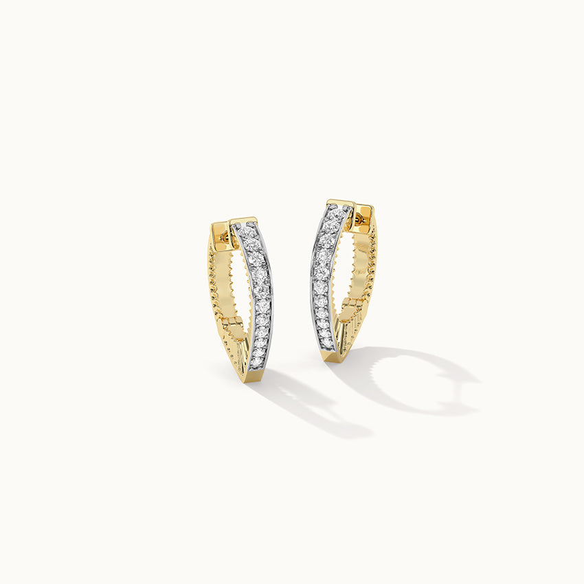V-Shaped Medium Hoops, 14K Gold Vermeil, 1/5 ct Lab Grown Diamond-3