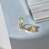 V-Shaped Medium Hoops, 14K Solid Gold, 1/5 ct Lab Grown Diamond-1