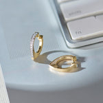 V-Shaped Medium Hoops, 14K Gold Vermeil, 1/5 ct Lab Grown Diamond-5