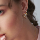 V-Shaped Medium Hoops, 14K Gold Vermeil, 1/5 ct Lab Grown Diamond-2