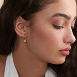 Round Charm Small Hoops, 14K Gold Vermeil, 1/5 ct Lab Grown Diamond-5