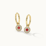 Round Charm Small Hoops, 14K Solid Gold, 1/5 ct Lab Grown Diamond-3