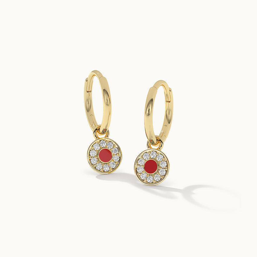 Round Charm Small Hoops, 14K Solid Gold, 1/5 ct Lab Grown Diamond-3