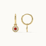 Round Charm Small Hoops, 14K Solid Gold, 1/5 ct Lab Grown Diamond-7