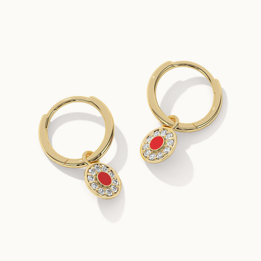 Round Charm Small Hoops, 14K Gold Vermeil, 1/5 ct Lab Grown Diamond-8