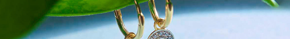 Round Charm Small Hoops, 14K Solid Gold, 1/5 ct Lab Grown Diamond-1