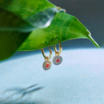 Round Charm Small Hoops, 14K Solid Gold, 1/5 ct Lab Grown Diamond-1