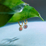 Round Charm Small Hoops, 14K Solid Gold, 1/5 ct Lab Grown Diamond-1