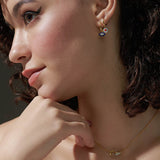 Round Charm Small Hoops, 14K Solid Gold, 1/5 ct Lab Grown Diamond-2