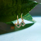 Floral Charm Small Hoops, 14K Solid Gold, 1/5 ct Lab Grown Diamond-1