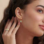 Floral Charm Small Hoops, 14K Solid Gold, 1/5 ct Lab Grown Diamond-2