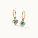 Floral Charm Small Hoops, 14K Solid Gold, 1/5 ct Lab Grown Diamond-3