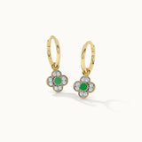 Floral Charm Small Hoops, 14K Solid Gold, 1/5 ct Lab Grown Diamond-3