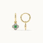 Floral Charm Small Hoops, 14K Solid Gold, 1/5 ct Lab Grown Diamond-7