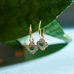 Floral Charm Small Hoops, 14K Solid Gold, 1/5 ct Lab Grown Diamond-6