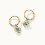 Floral Charm Small Hoops, 14K Solid Gold, 1/5 ct Lab Grown Diamond-8