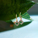 Floral Charm Small Hoops, 14K Gold Vermeil, 1/5 ct Lab Grown Diamond-1