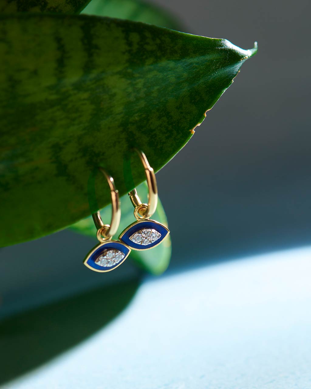 Cera Evil Eye Small Hoops, 14K Gold Vermeil, 1/8 ct Lab Grown Diamond-6
