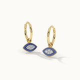 Cera Evil Eye Small Hoops, 14K Gold Vermeil, 1/8 ct Lab Grown Diamond-3